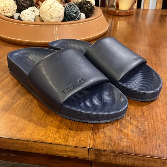 Polo Ralph Lauren Cayson Navy Blue Slides Sandals Shoes new Mens Sizes - Picture 2 of 13